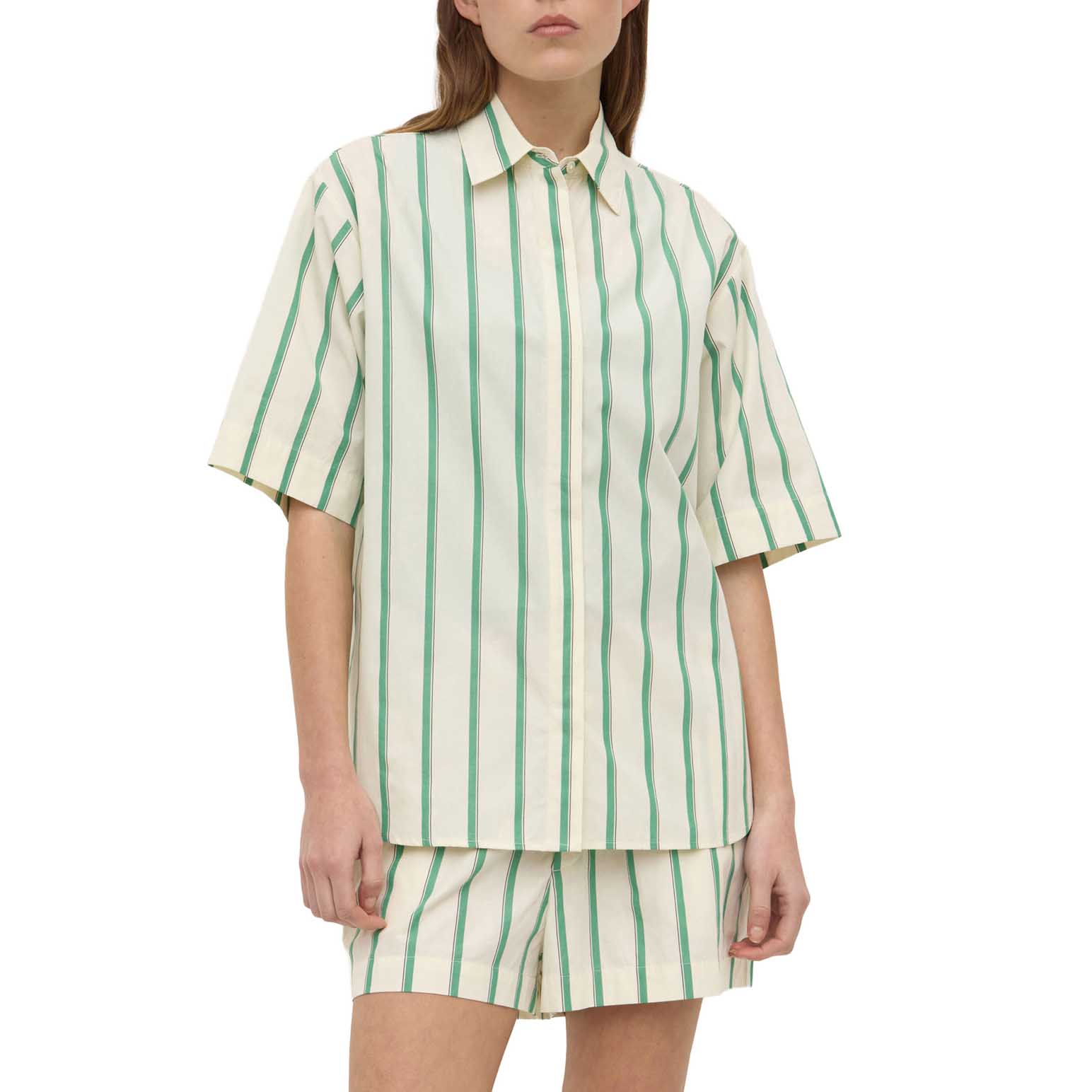Assembly Label Agnes Stripe Short Sleeve Shirt Butter Bright Green